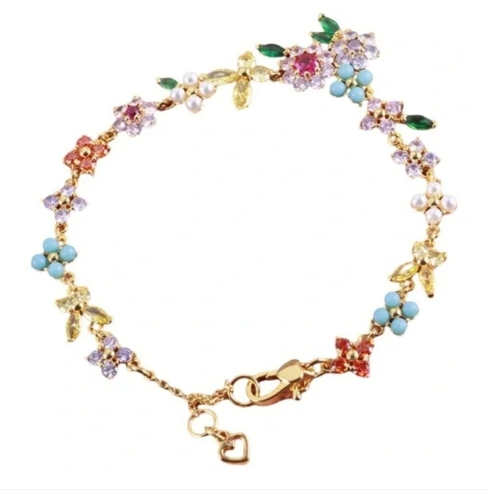 🌸▪️Kate Spade▪️ New York New Bella  Bloom Rhinestone Flower Statement bracelet - Picture 3 of 4
